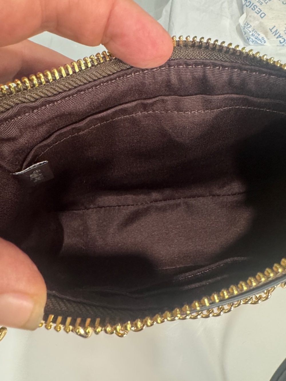 COACH Teri Dark Brown Signature Mini Crossbody or shoulder bag with Gold Chain - Picture 10 of 12